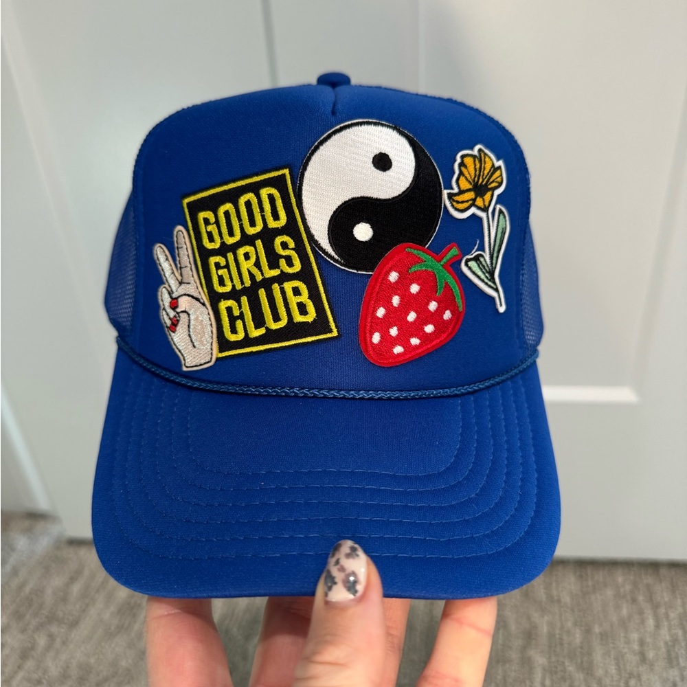 Blue Cap with Fun Patches